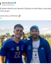 HWG！罗马诺：迈阿密国际敲定纽维尔老男孩19岁边锋西尔维蒂